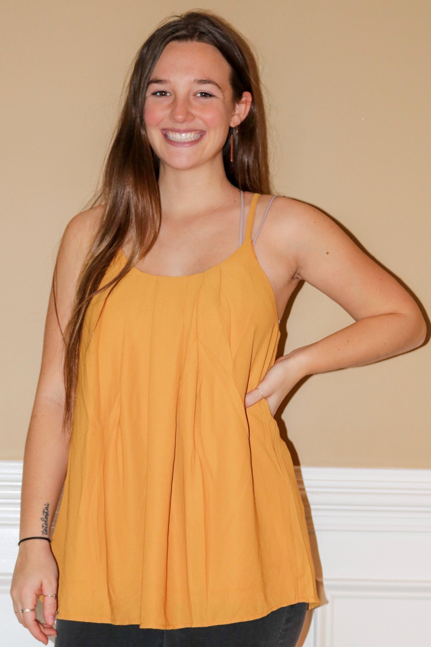 2603 Spaghetti Strap Top Mustard