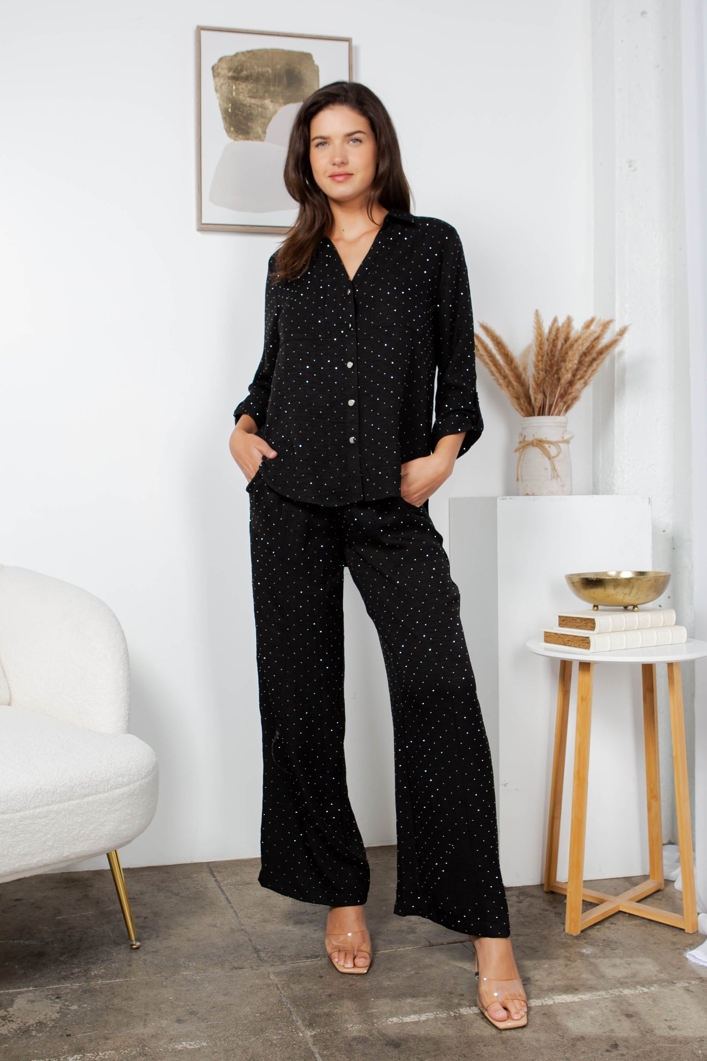 Style 5700 Black Hot Fix Button Top