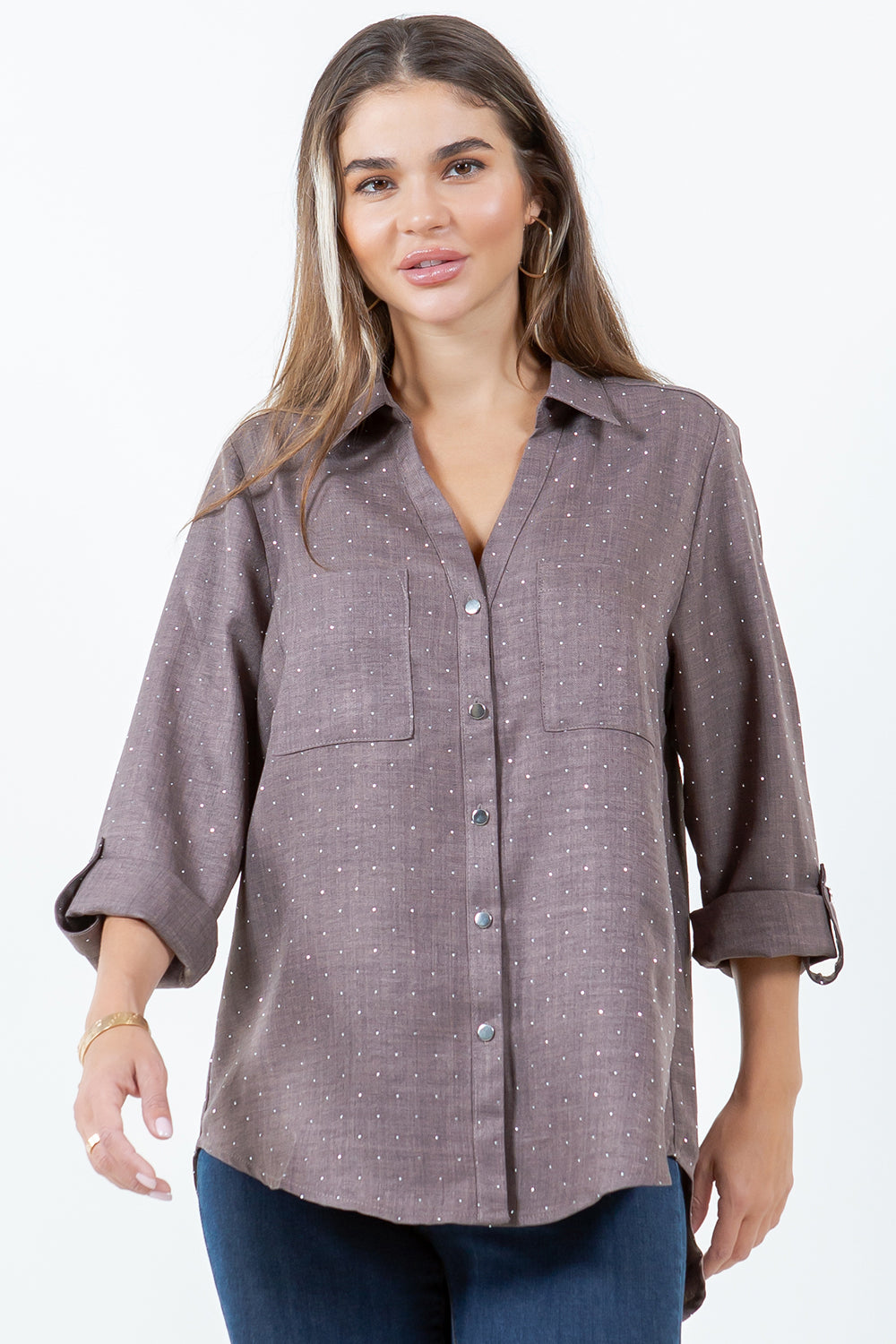 Style 5700 Mocha Hot Fix Button Top