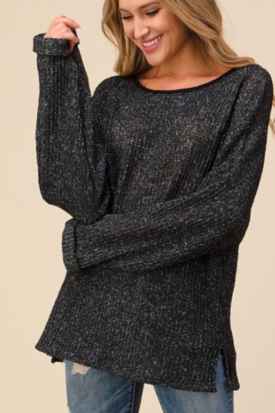 6522 Black Long Sleeve Top PLUS