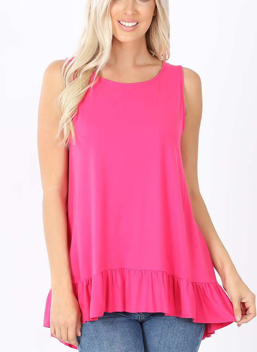 LTT-3126 Pink Ruffle Tank