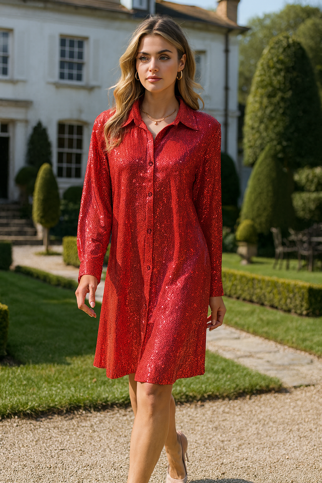 030 Scarlet Enchantress Sequin Dress