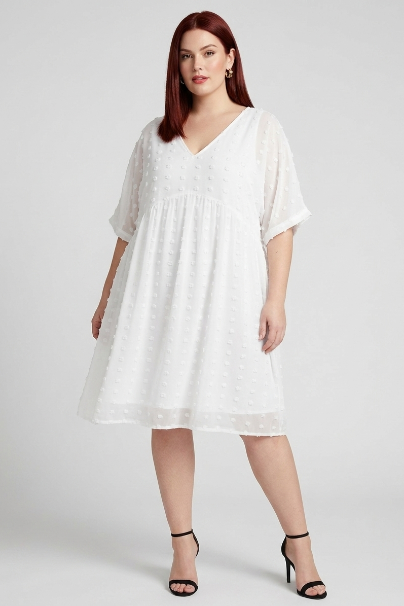 1118 Angel Whisper Swiss Dot Lined Dress Plus