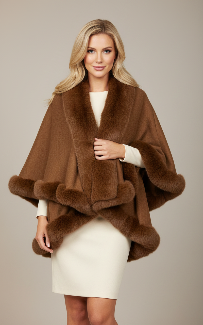 189 Caramel Cognac Luxe Fur Wrap