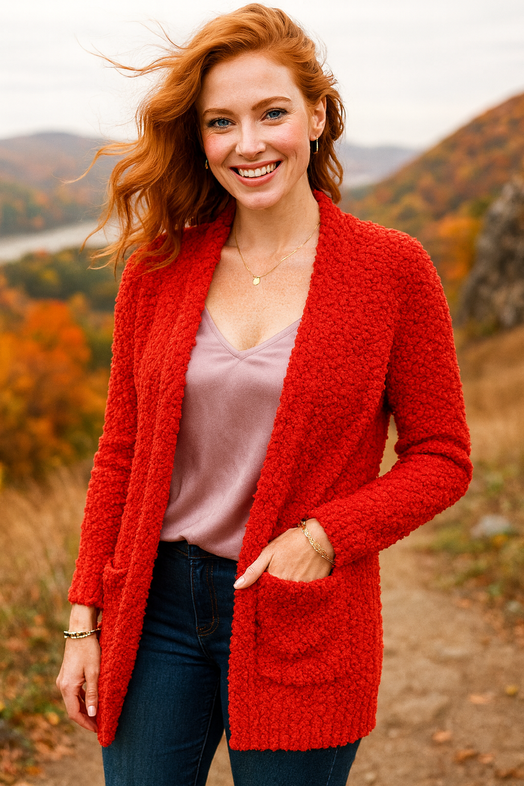 1938 Burnt Orange Popcorn Cardigan