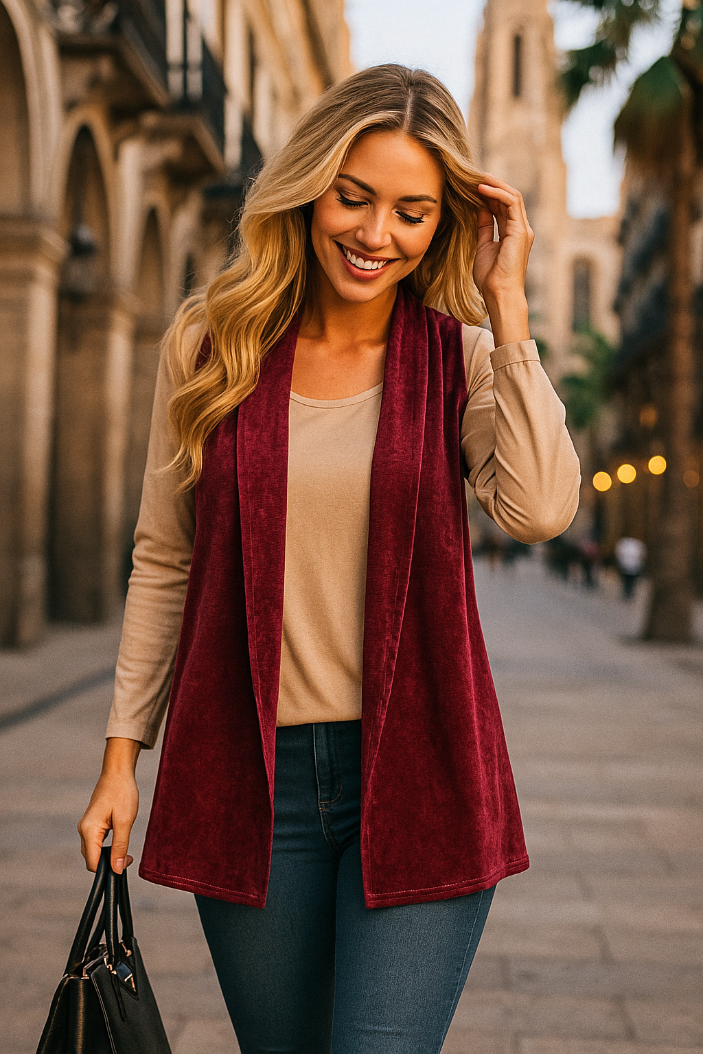3887 Crimson Velvet Vest