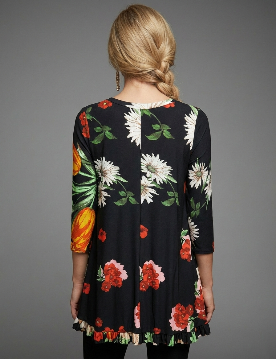 50827 Orange Red Botanical Blouse
