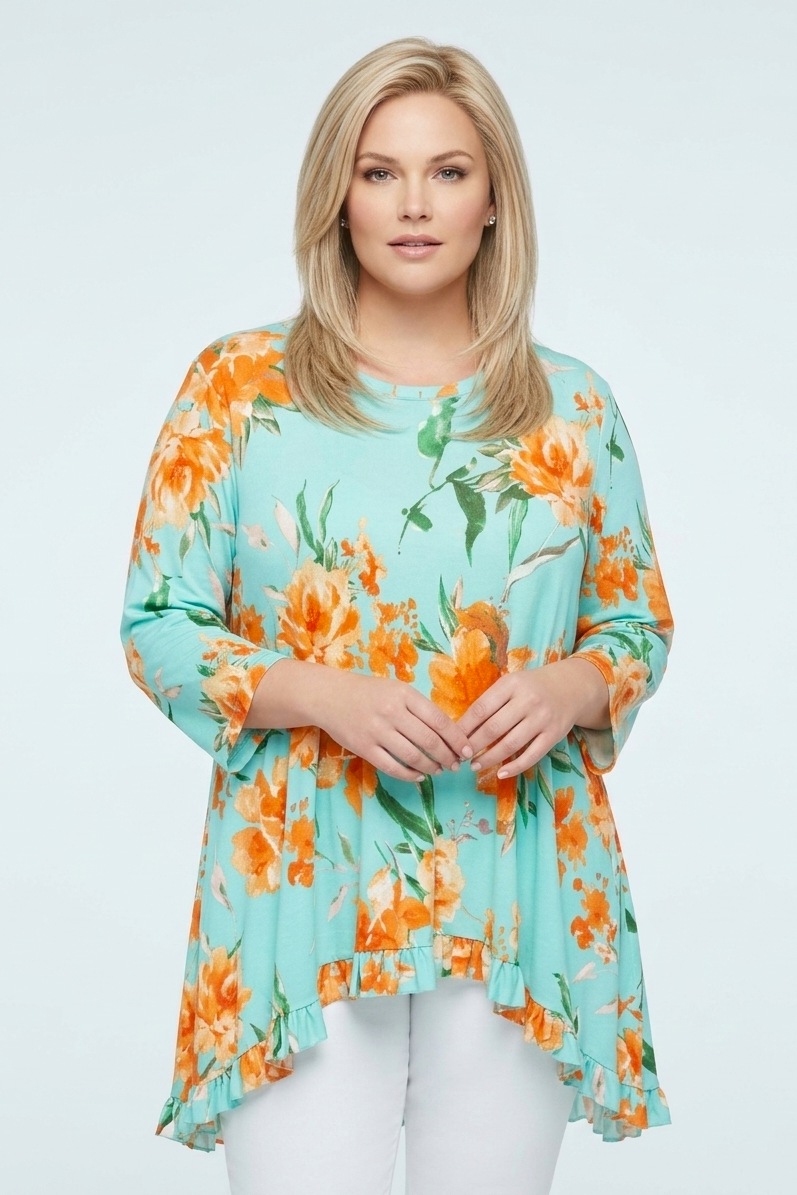 50827 Aquamarine Blossom Blouse Plus