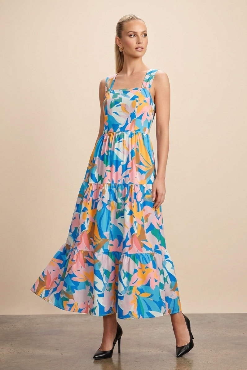 9310 Island Bloom Criss-Cross Maxi Dress