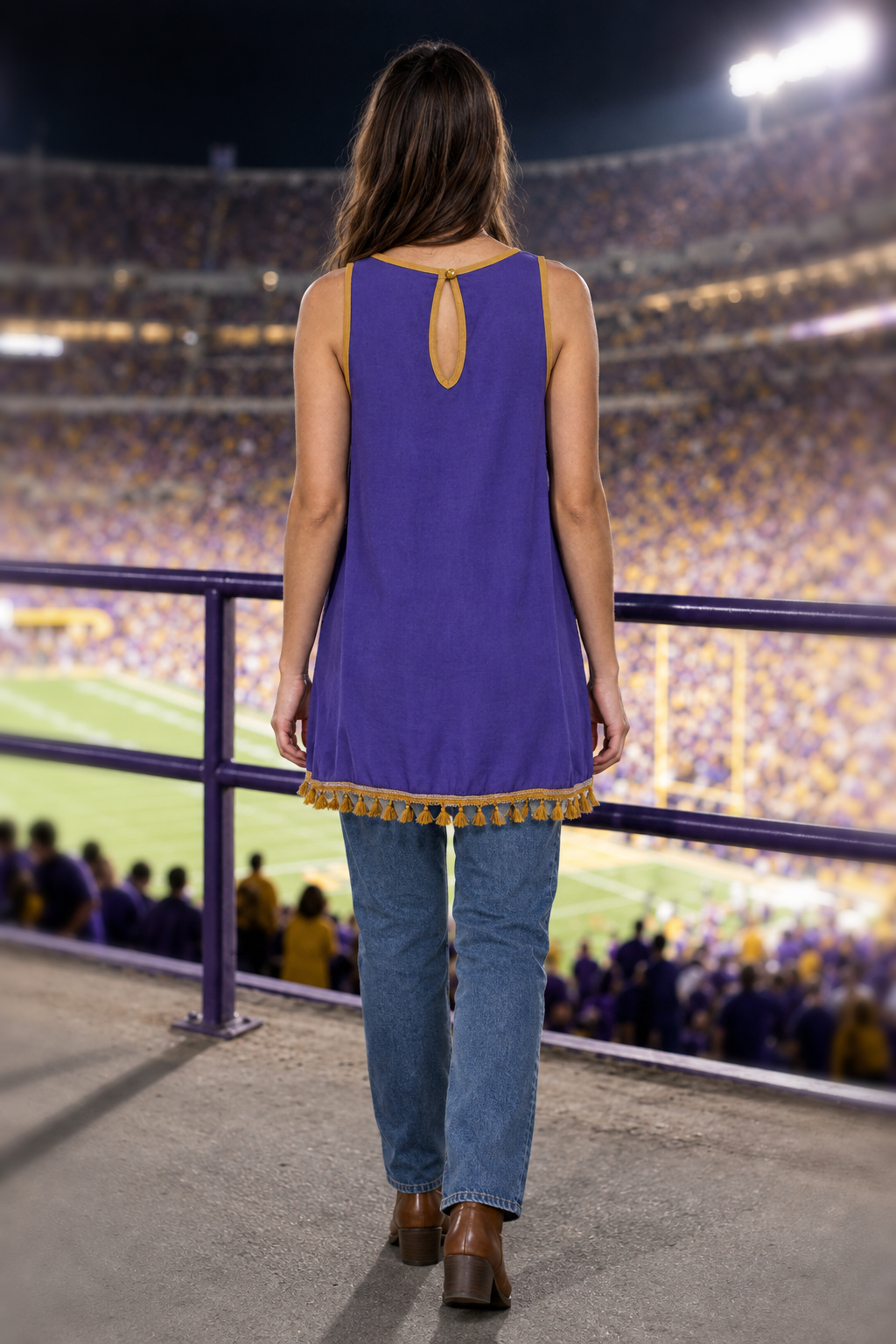 1145 Royal Purple Tassel Hem Tank