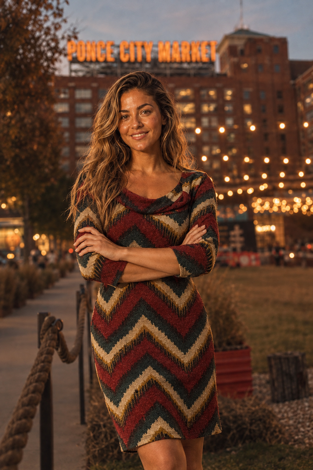 1119S Chevron Sunburst Boho Dress