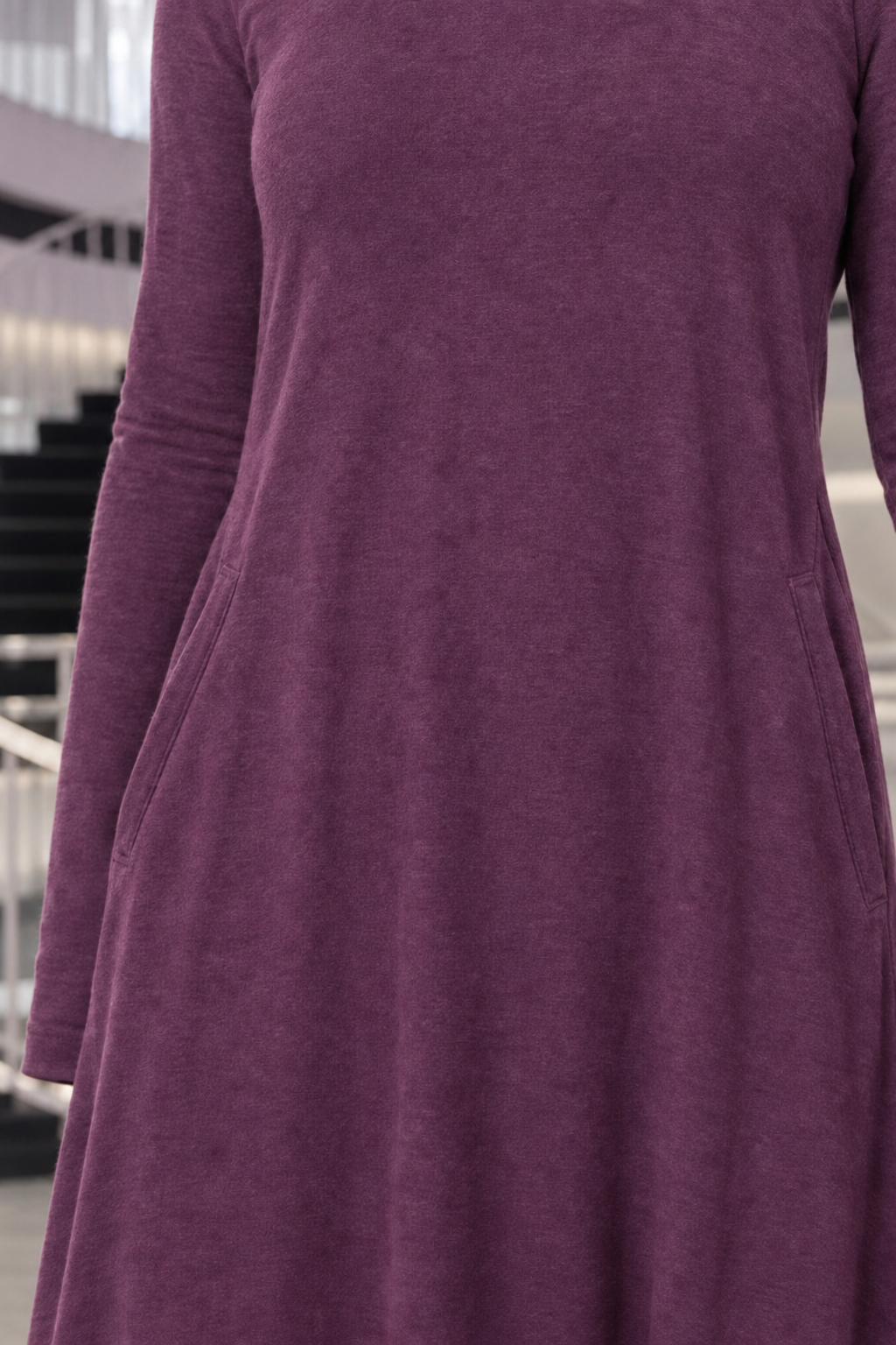RD-9497AB Purple Swing Pocket Dress Plus — Pockets detail