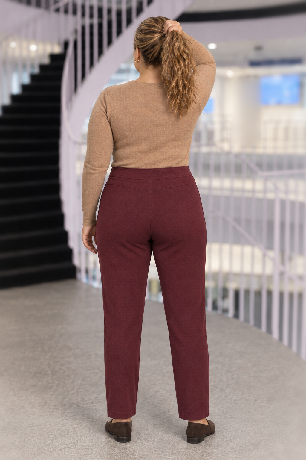 SCUP16A Burgundy Scuba Pants Plus — back