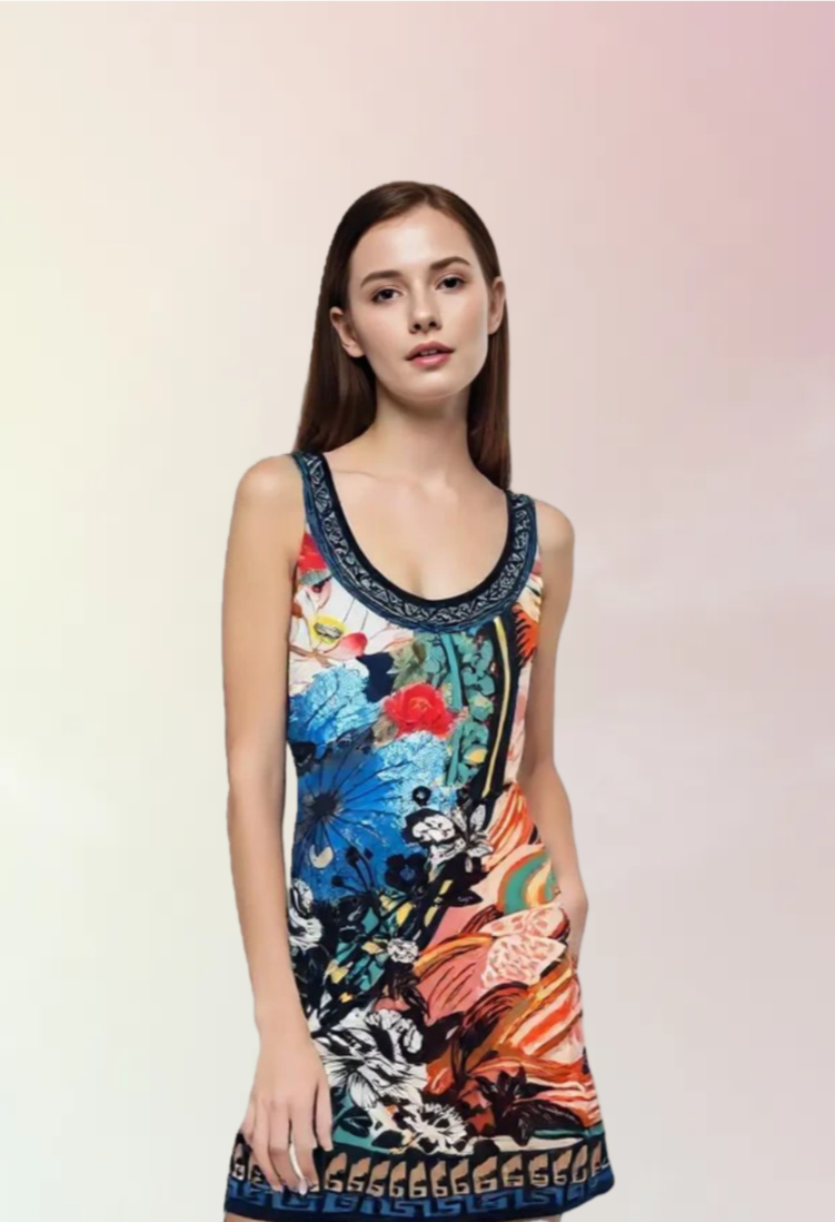 4015 Blue Coral Beeze printed dress – LTX Sportswear