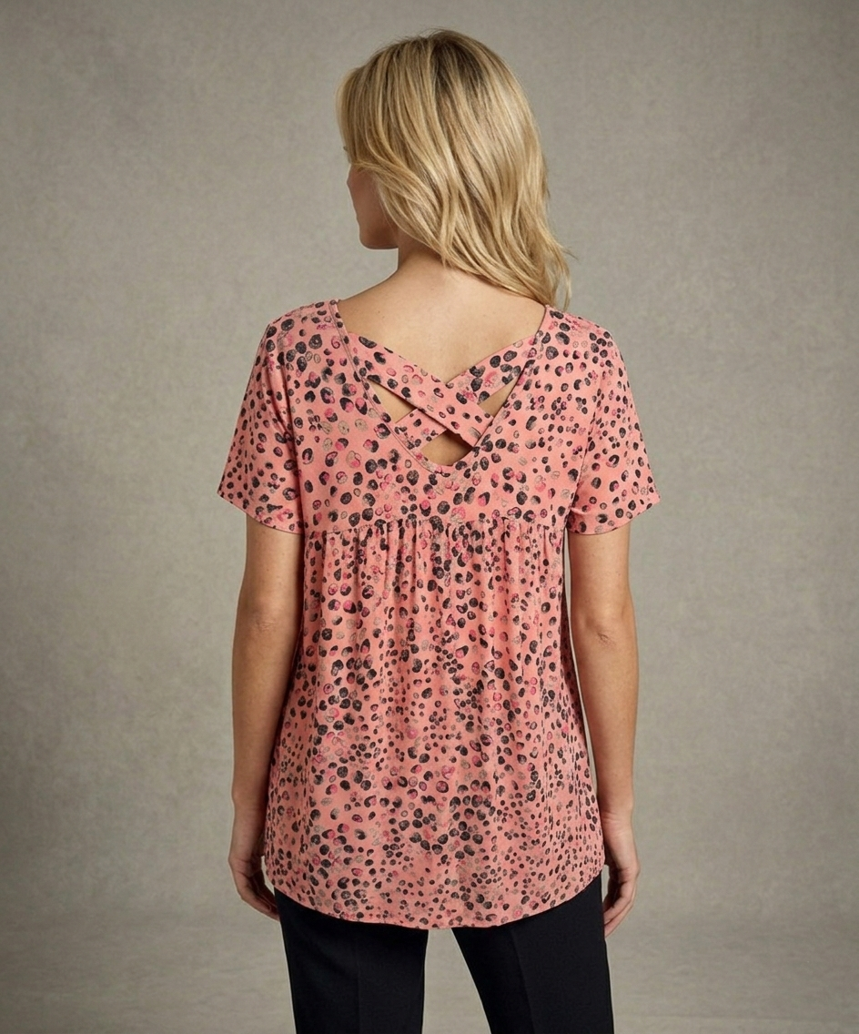 37365 Dusty Pink Leopard Print Flow Top
