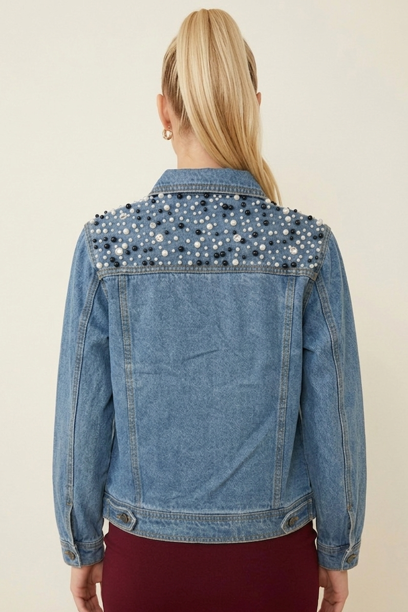 331 Glam Pearl & Rhinestone Denim Jacket