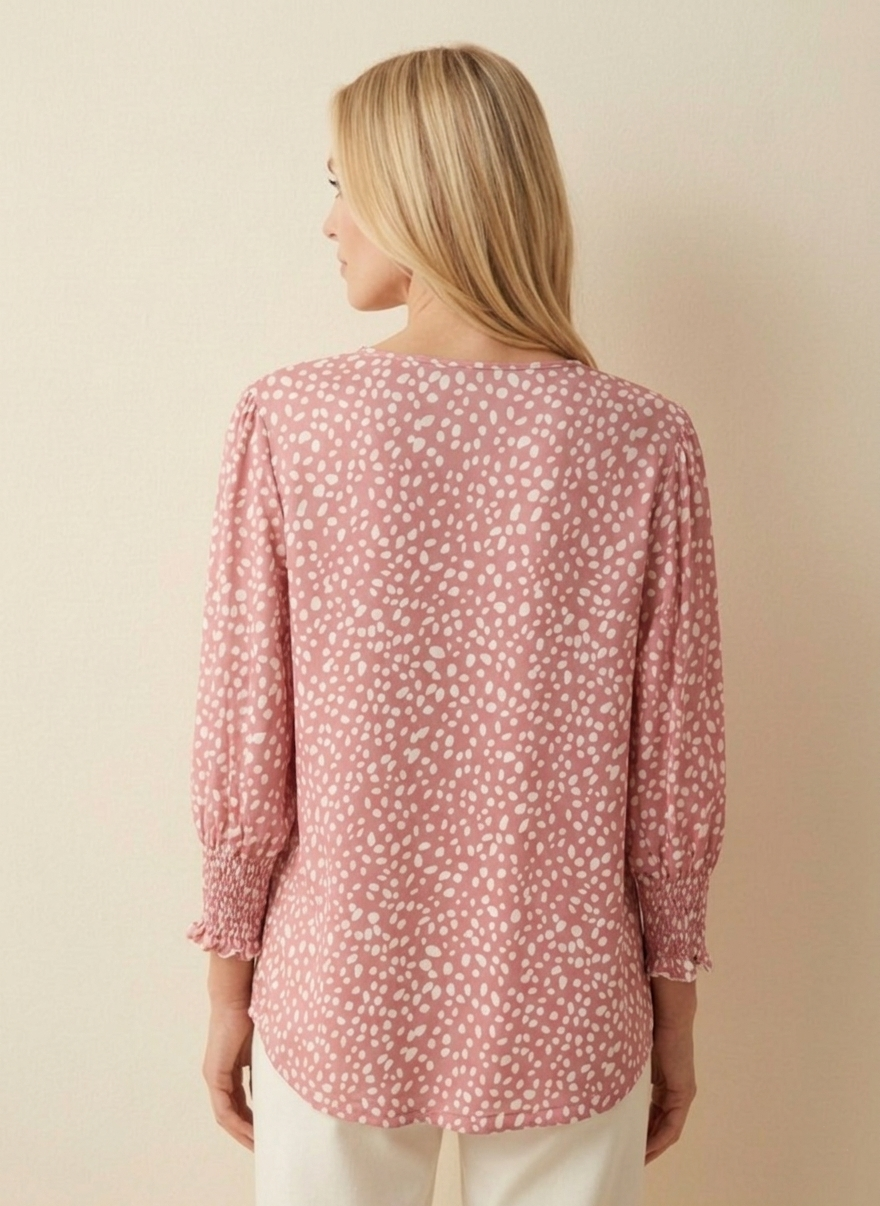0003 Dusty Rose Polka Dot Blouse