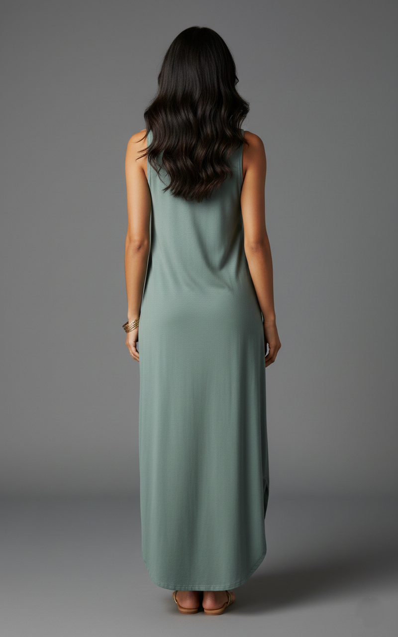 9073 Sage Breeze Sleeveless Maxi Dress