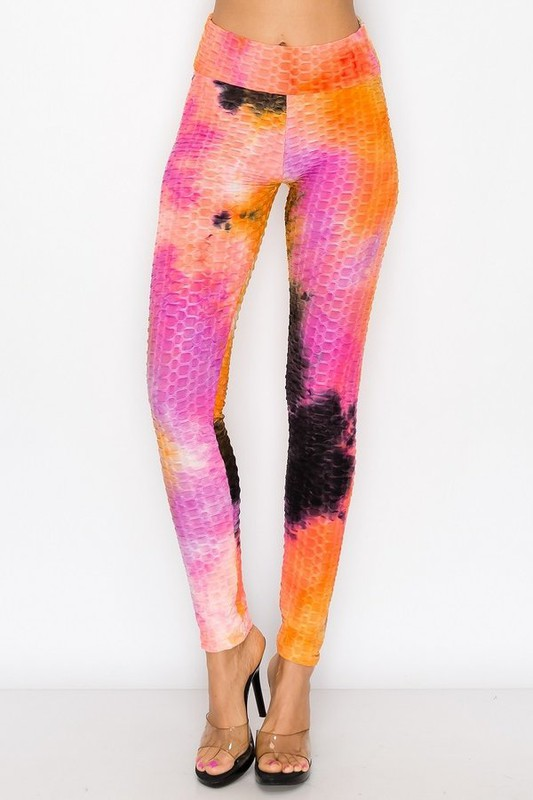 TD-1011 Tie Dye TikTok Famous Booty Sculpting Leggings - Orange