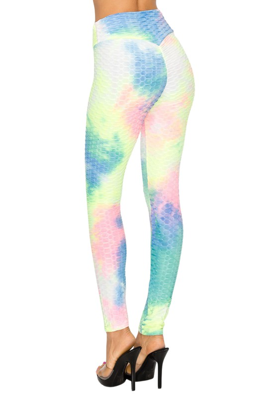 TD-1011 Tie Dye TikTok Famous Booty Sculpting Leggings - Pastel Rainbow