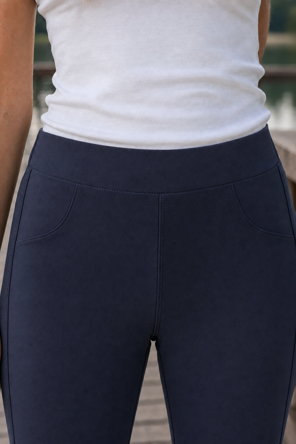 SCUP16A Navy Scuba Pants — Waist & belt detail