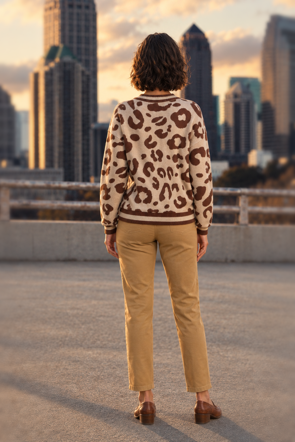 Leopard Print V-Neck Sweater