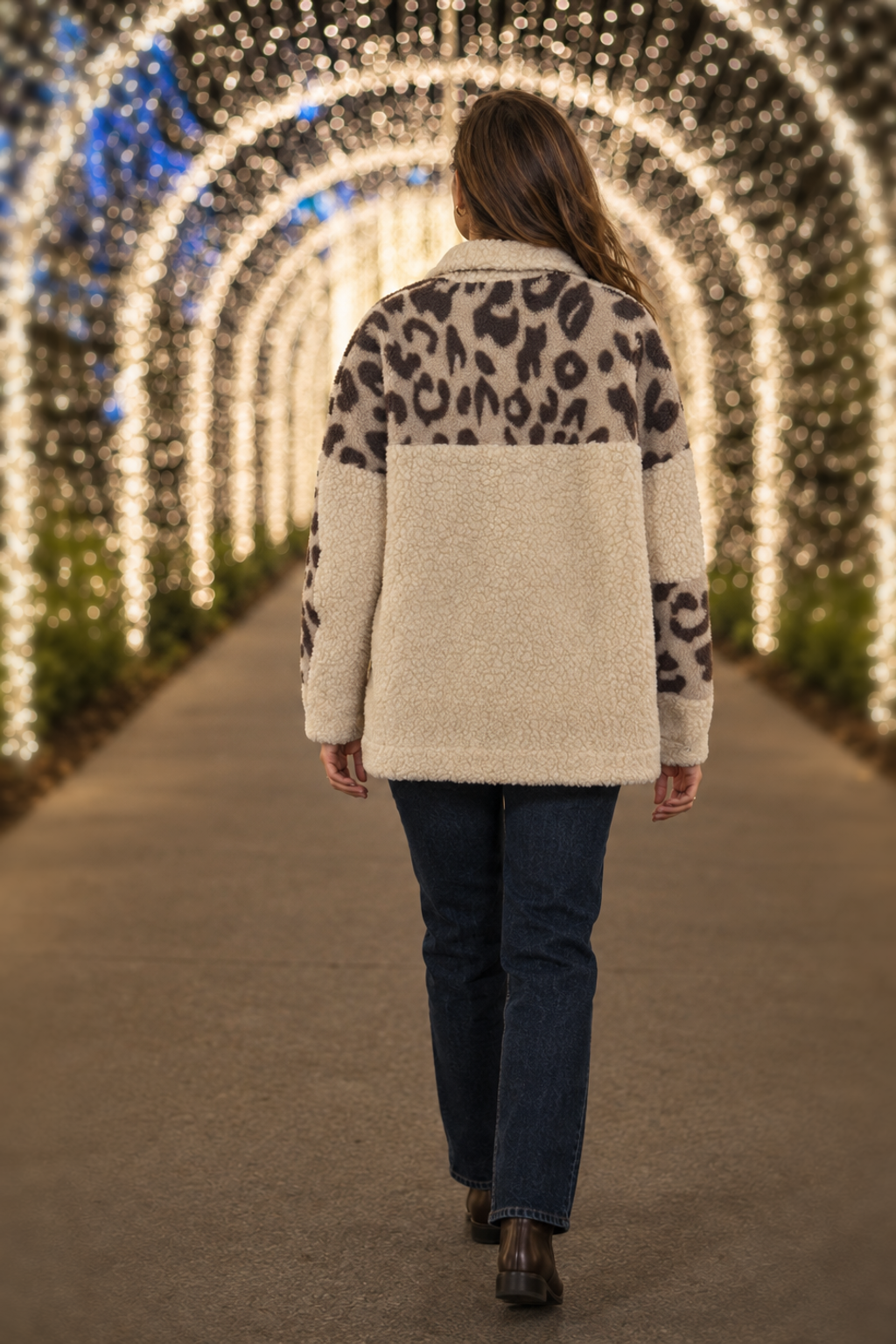293 Leopard Patchwork Sherpa Jacket
