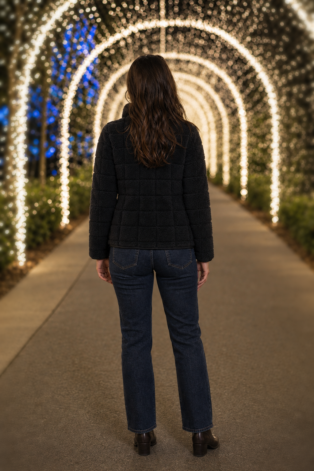 9400 Black Quilted Plush Zip-Up Jacket