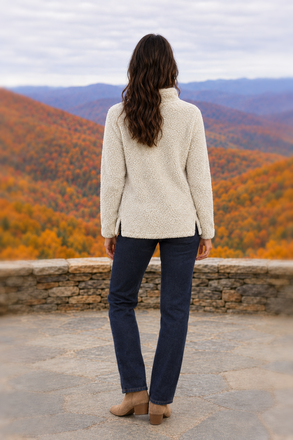 1989 Oatmeal Sherpa Quarter-Zip Pullover — back