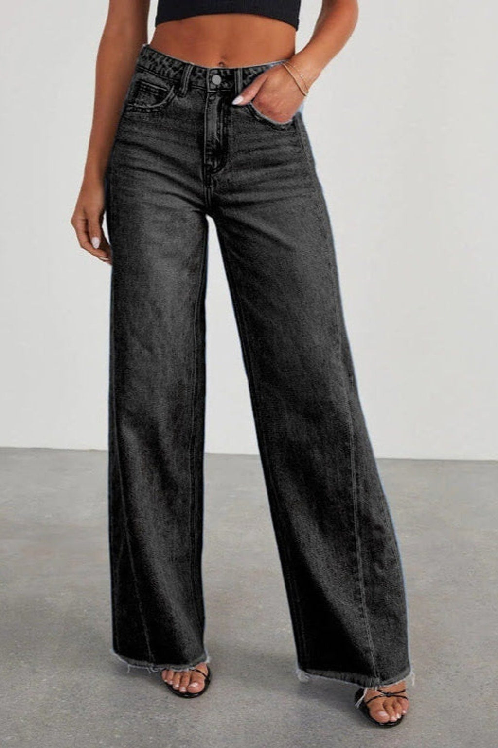 32150 Black Denim Flared Jeans