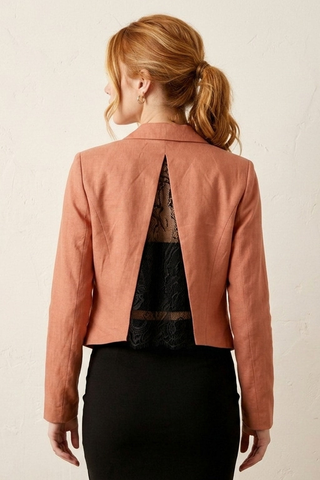 50162 Terracotta Blazer with Lace detail