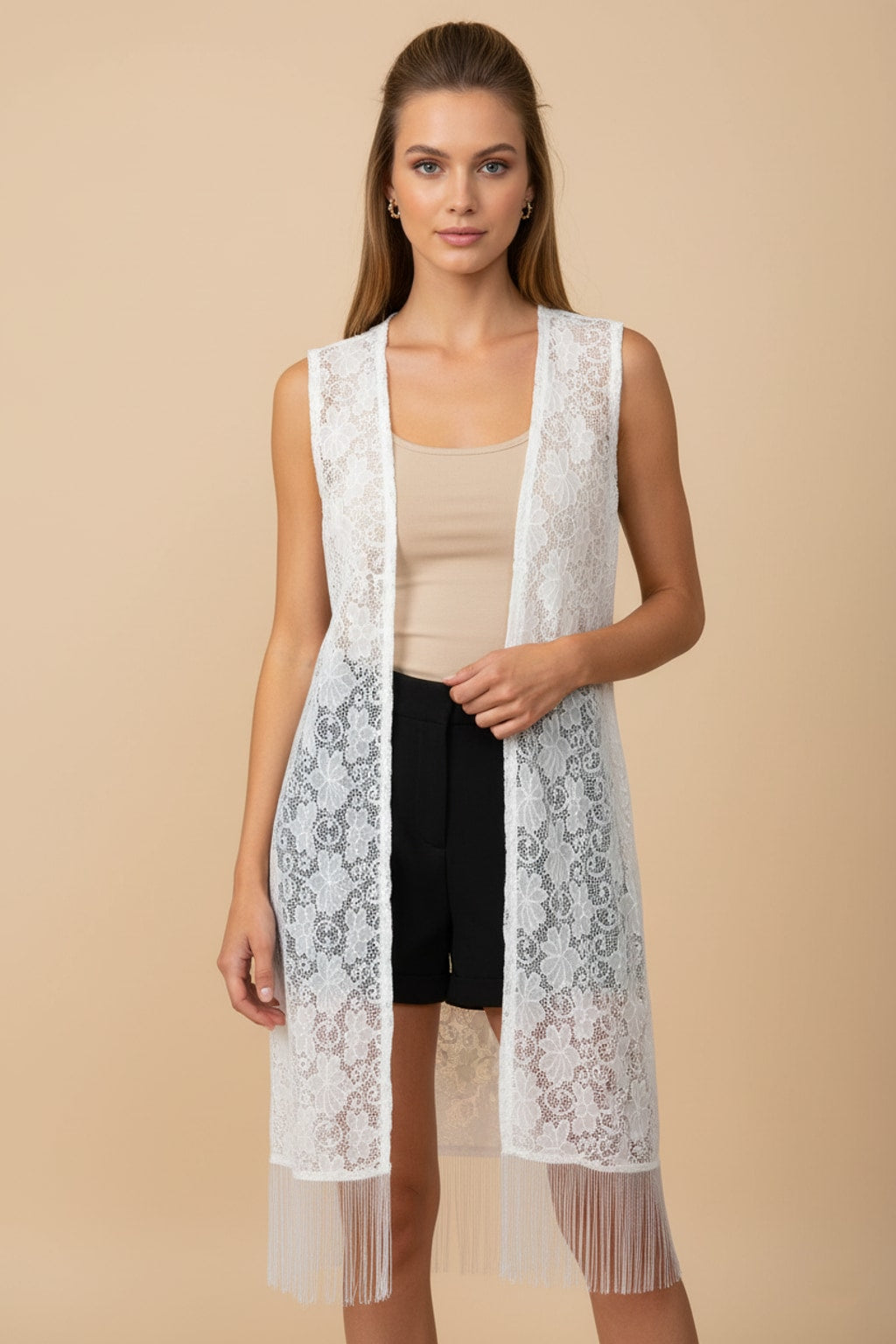 001 White Floral Lace Cardigan