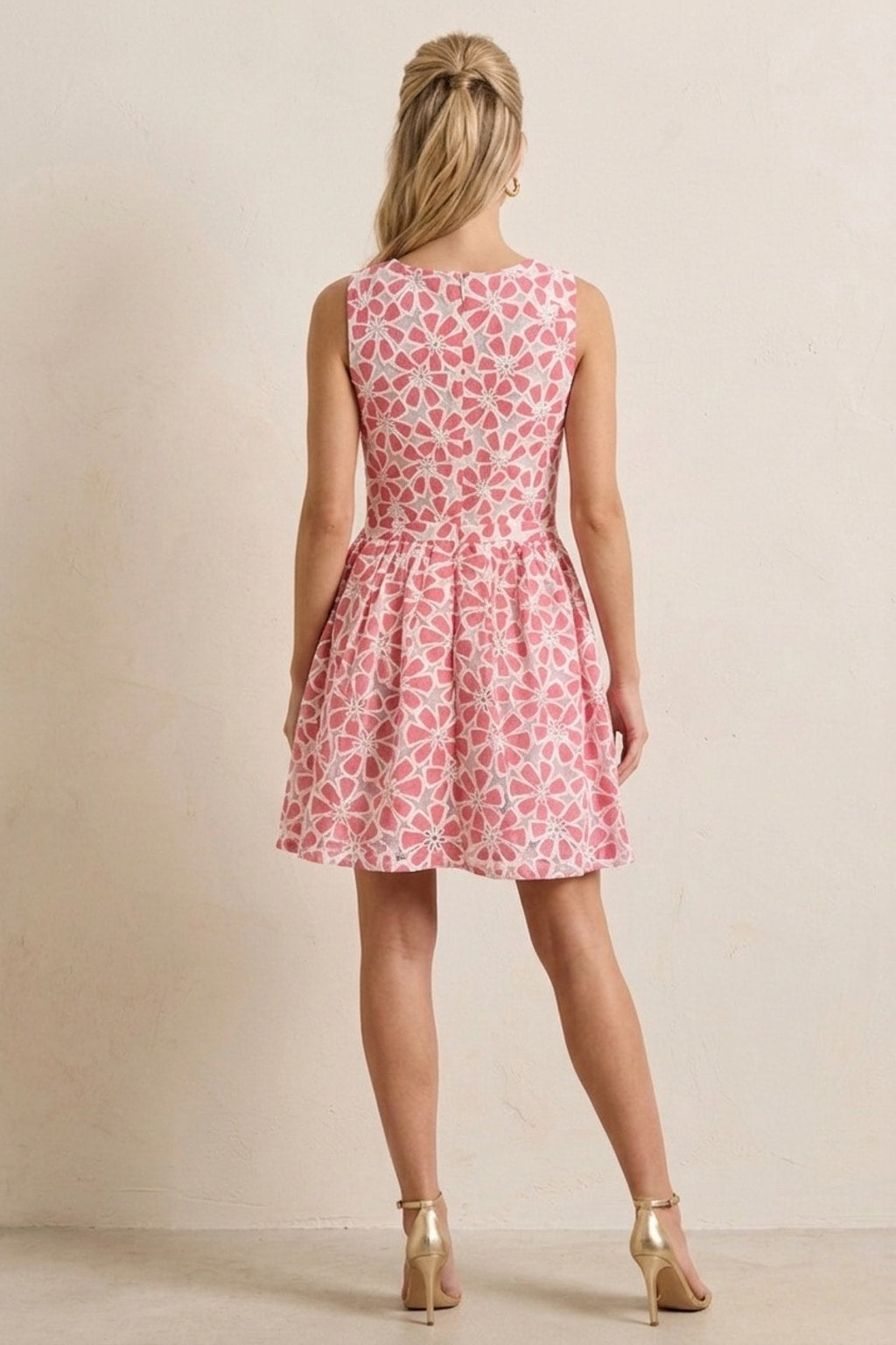 213156 Coral Blossom Lace Mini Dress