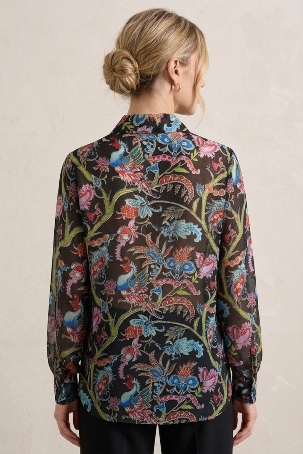 224 Midnight Garden Exotic Bird Blouse