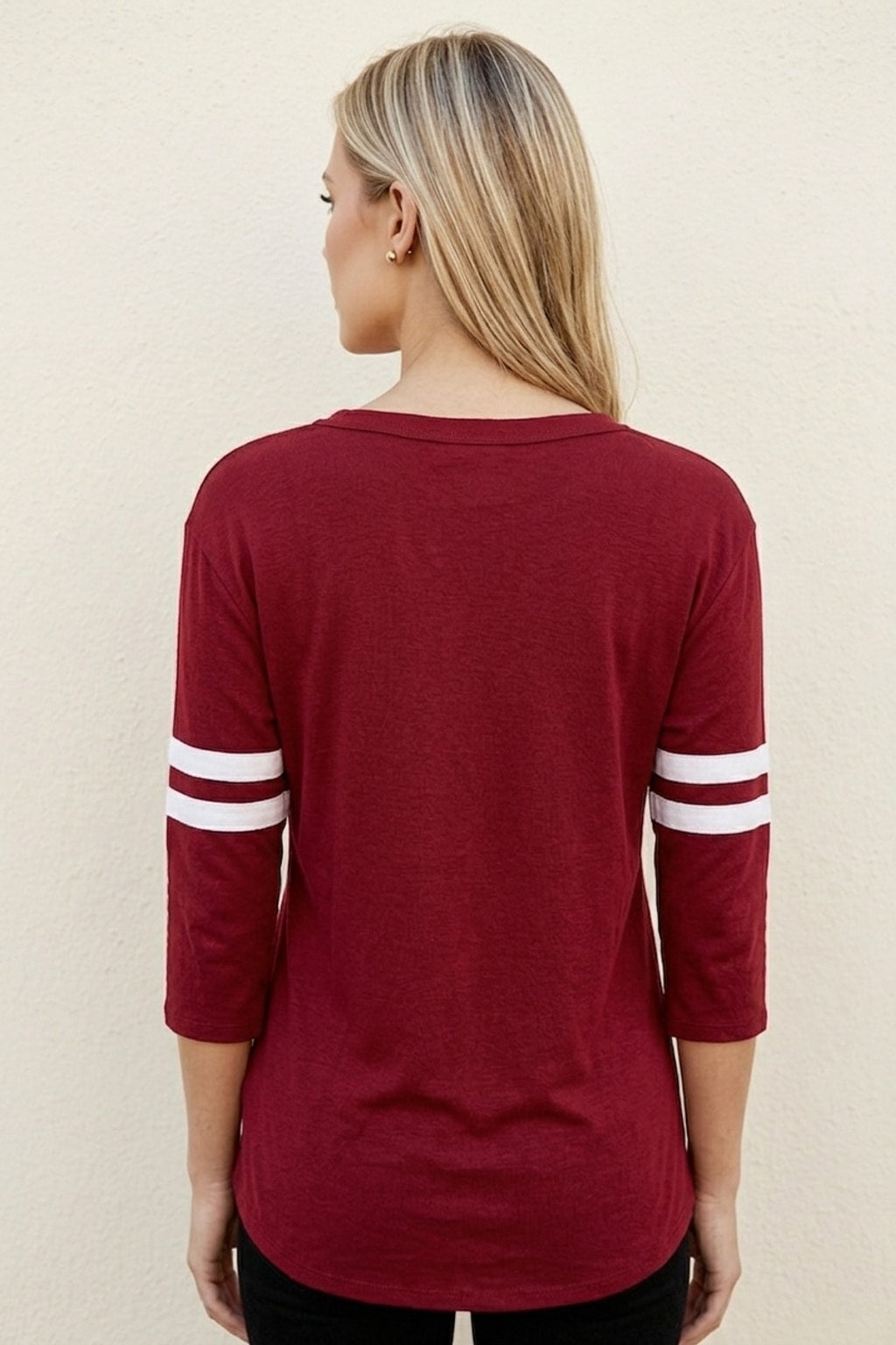 4080 Game Day Crimson & White Striped Sleeve Top