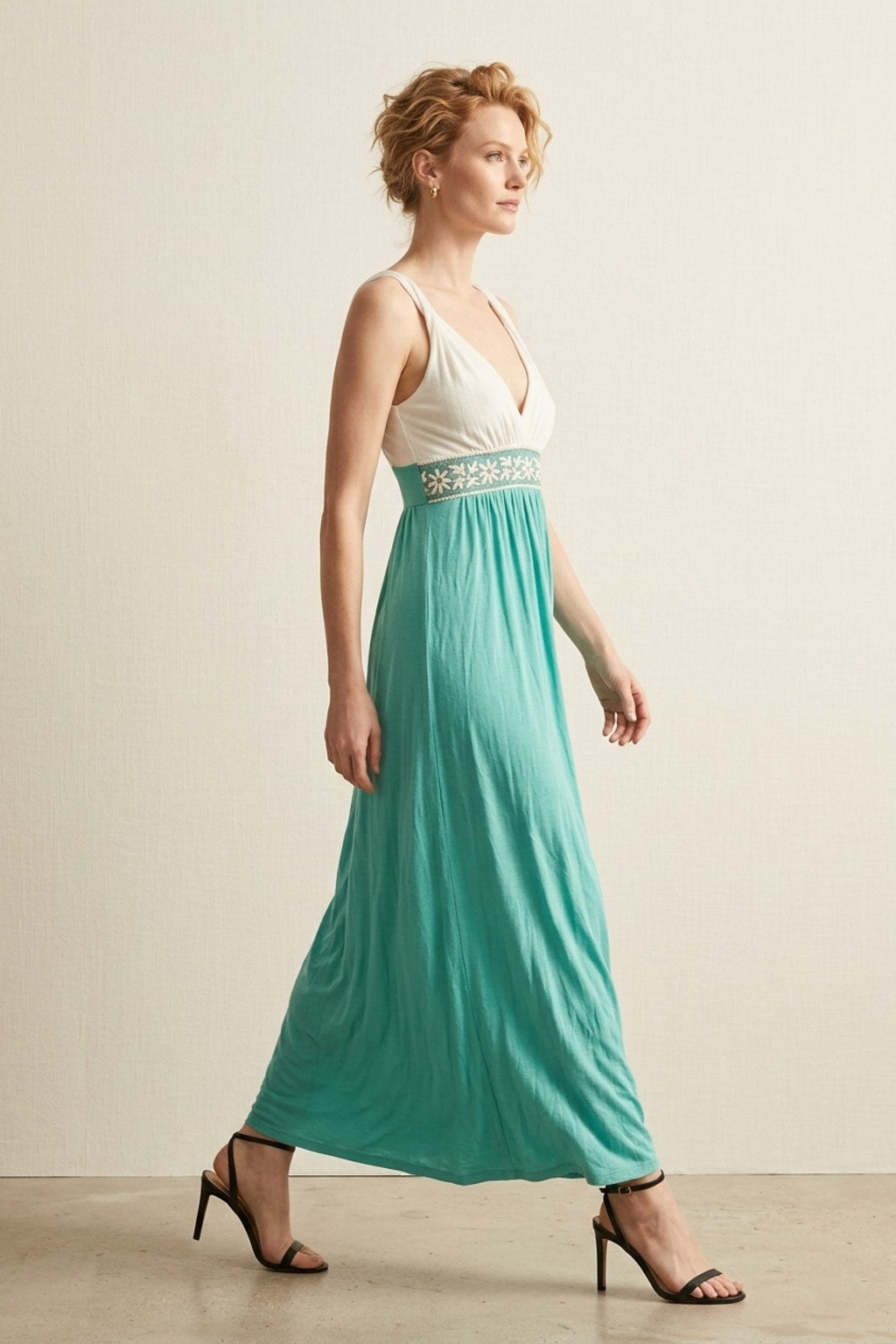 4209 Ocean Breeze Embroidered Maxi Dress