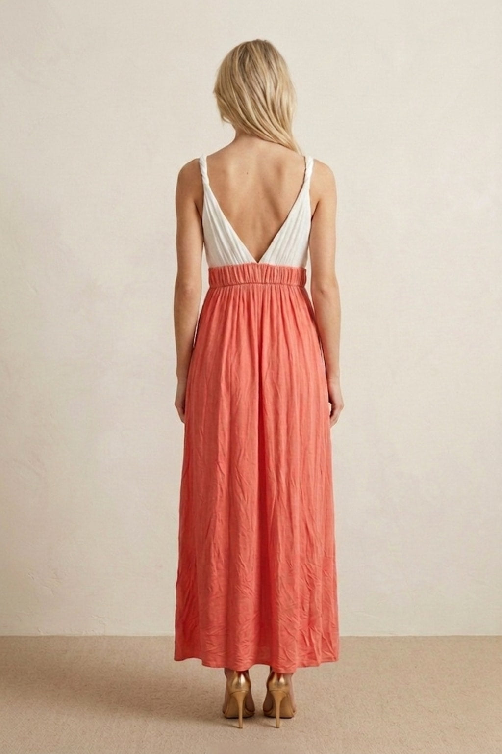 4209 Tropical Pink Embroidered Maxi Dress