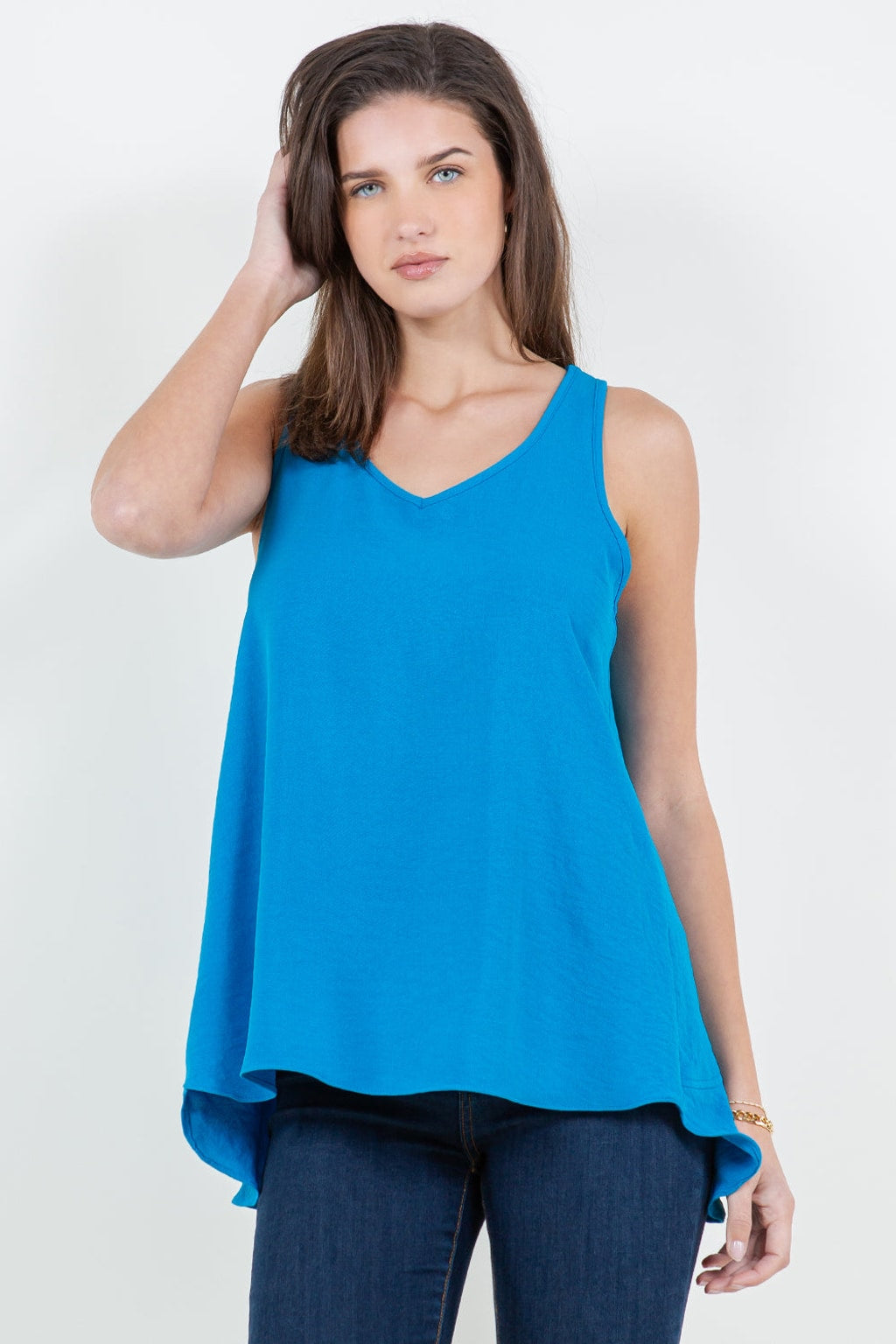 5624-6 Turq Ruffle Back Top