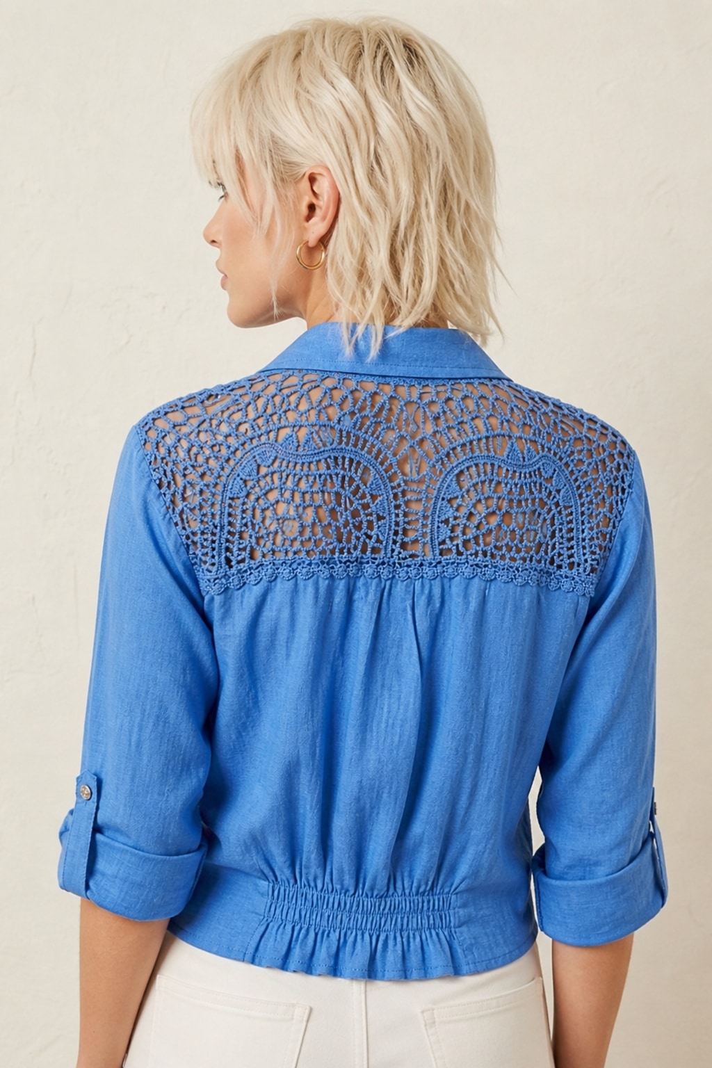 106 Cobalt Blue Crochet Blouse