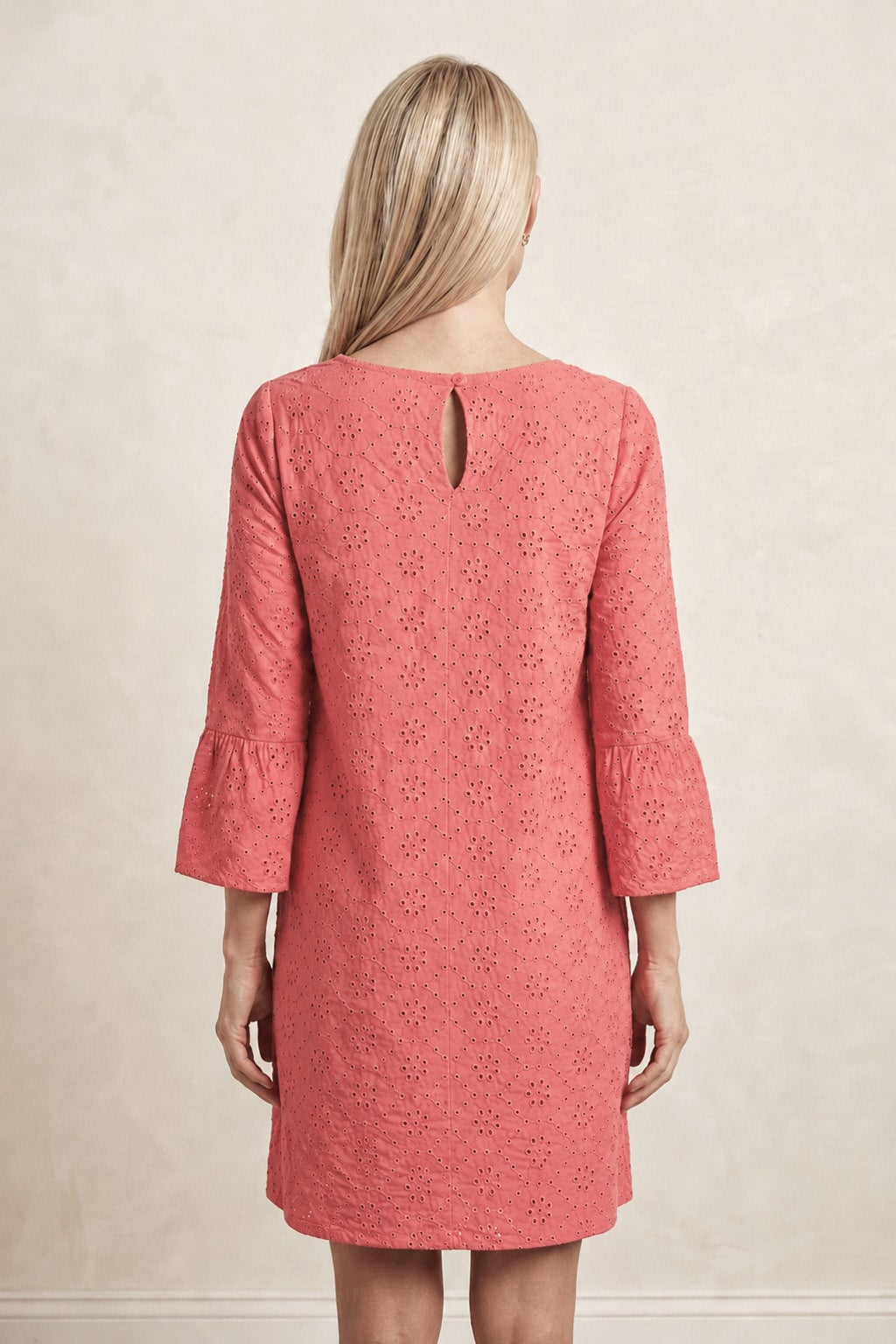 4273 Elegant Coral Pretty in Pink Eyelet Chic Dress