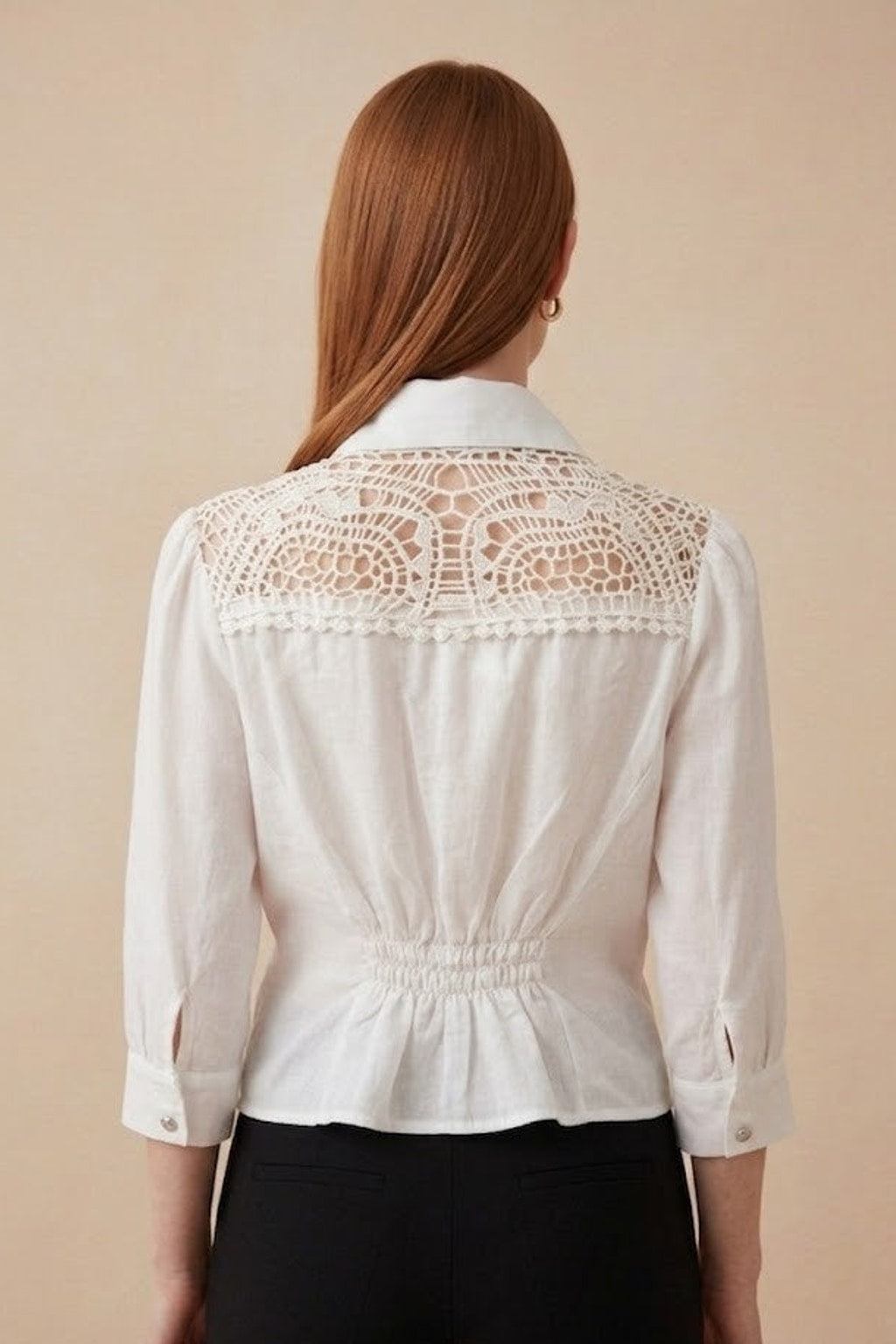 062 Boho White Crochet Lace Blouse