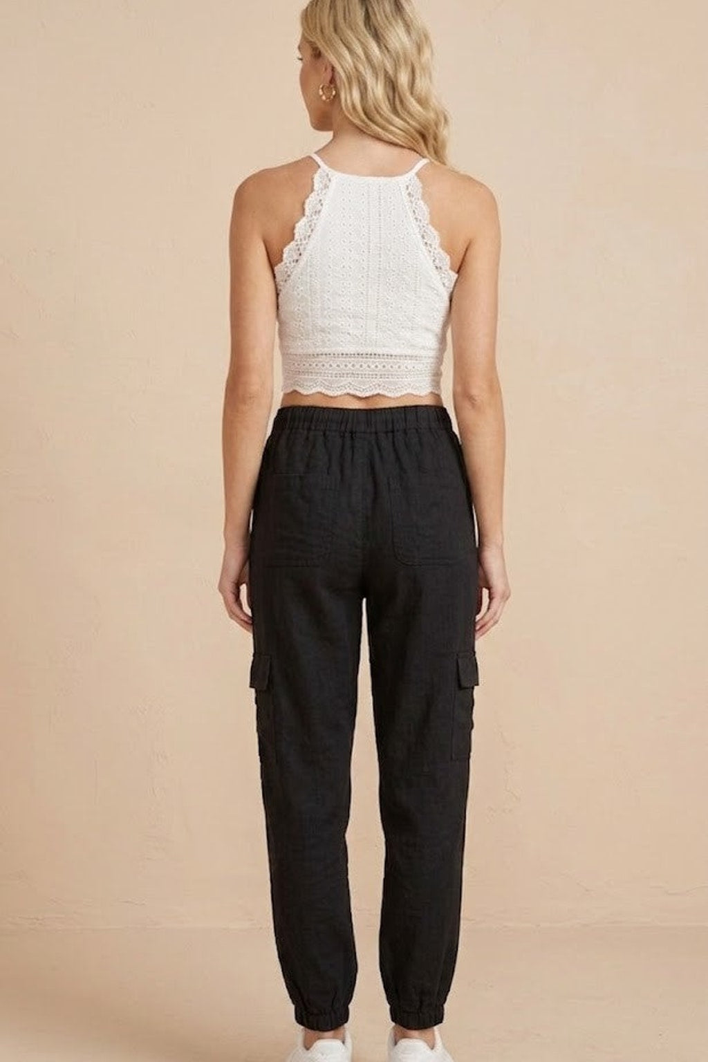 6810-6 Black Tencel Cargo Pants