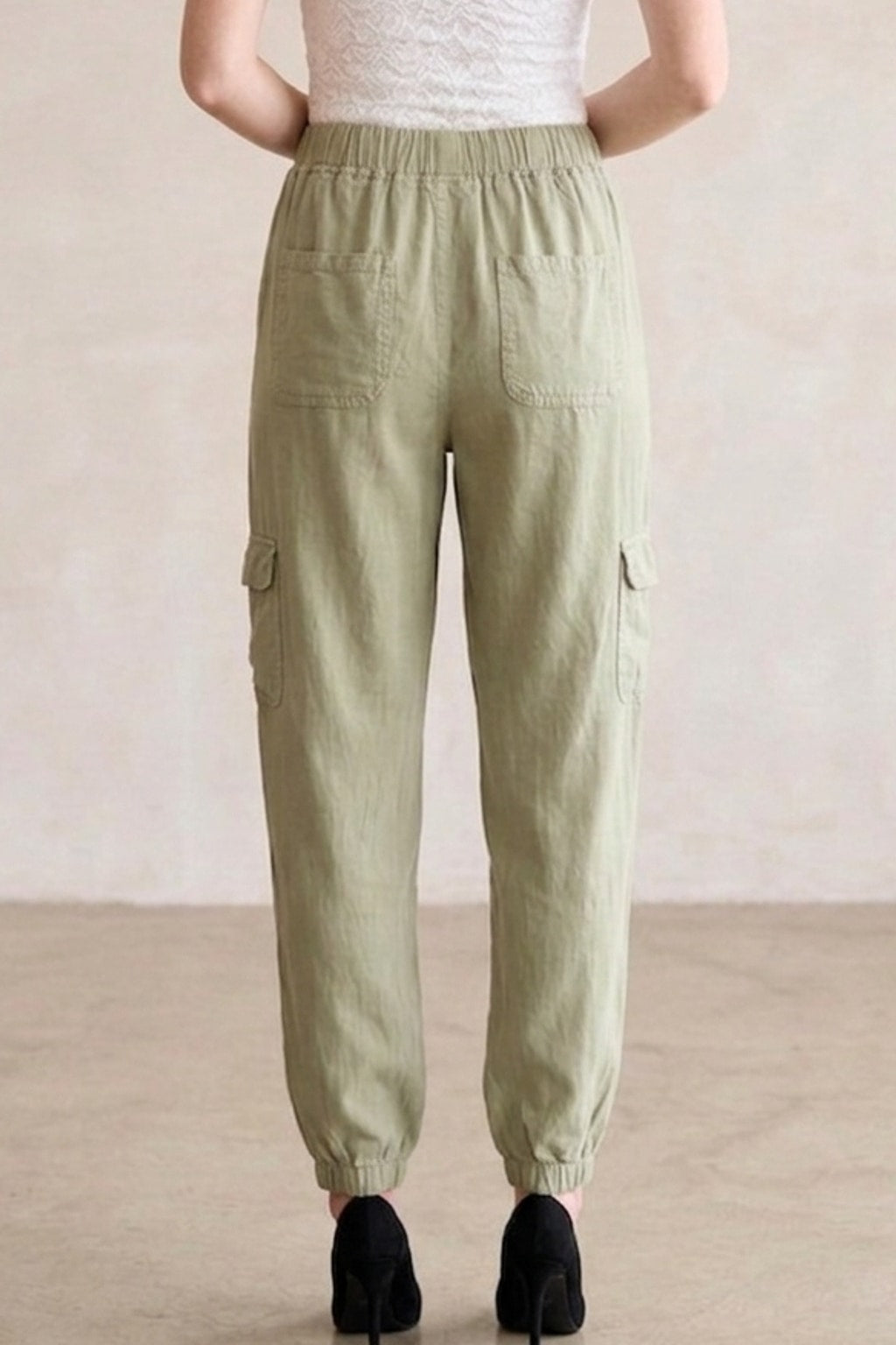 6810-6 Olive Tencel Cargo Pants