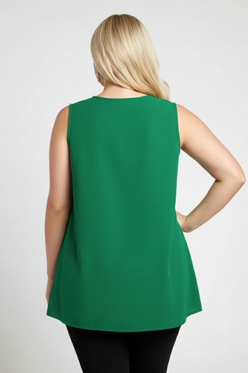 5513 Green V-Neck Blouse Plus