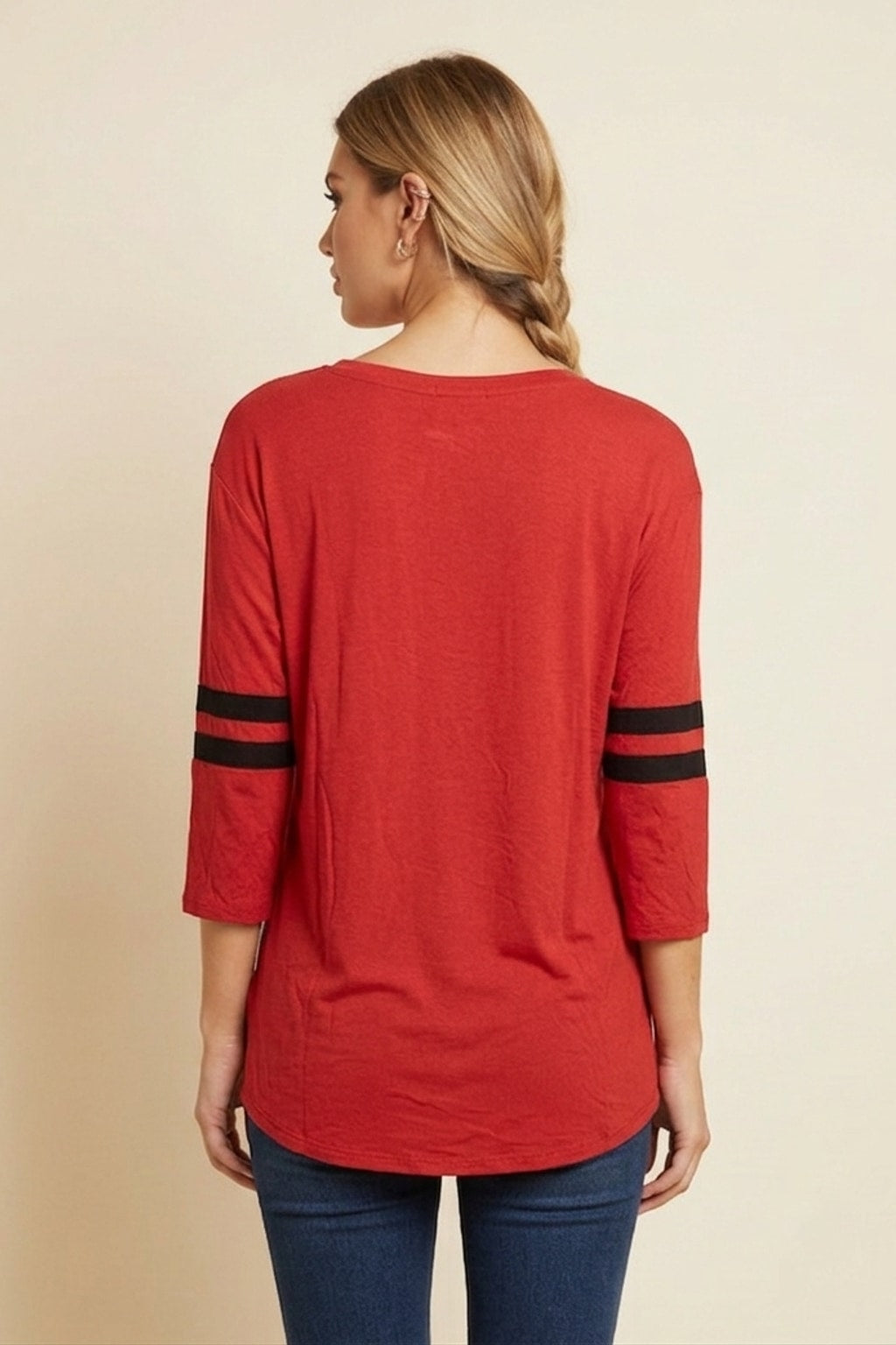 4080 Sporty Red & Black Striped Sleeve