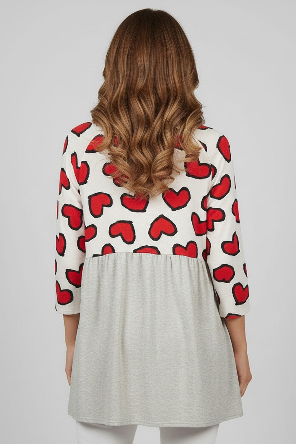 B55767 Graphic Heart Babydoll Top