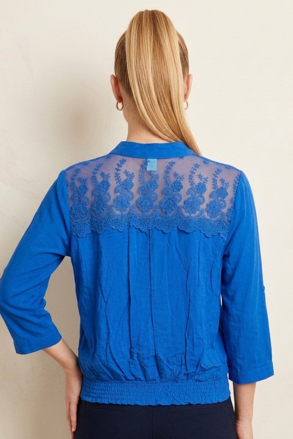 032 Royal Blue Lace Blouse