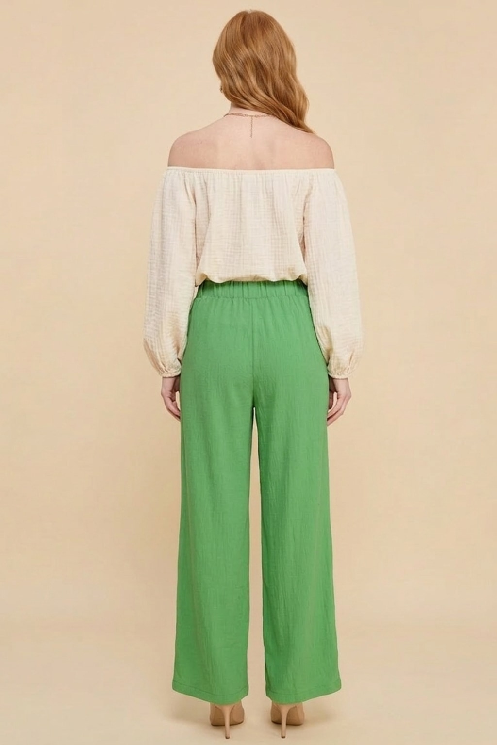 1234 Vibrant Green Pleated Trousers with Side Pocket