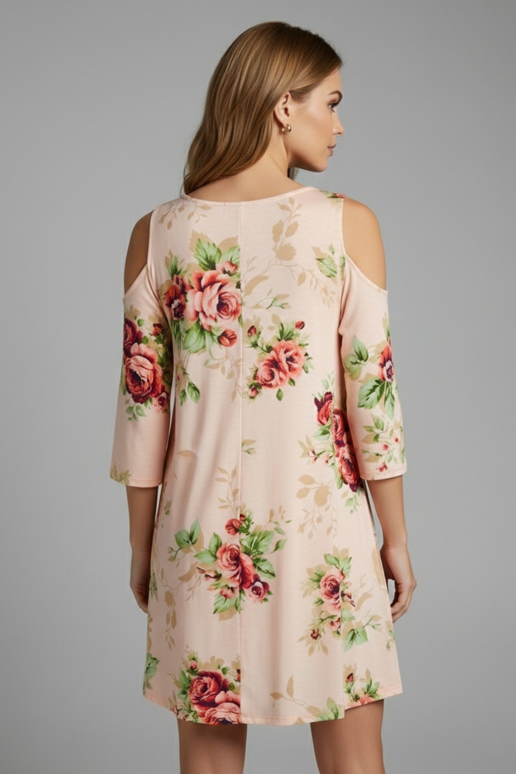 3575 Blushing Rose Cold Shoulder Dress