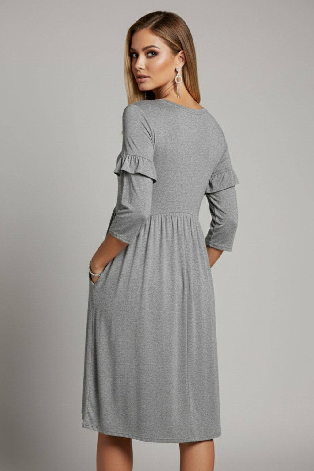 4027 Gray Midi Dress